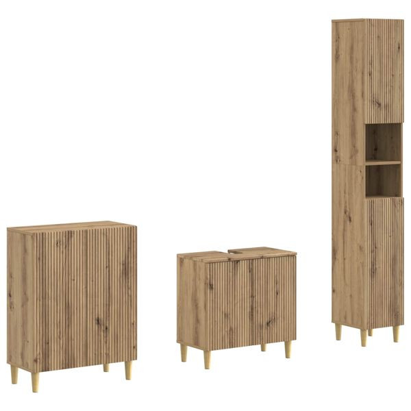 vidaXL 3-teiliges Badezimmer-Schranksystem ARNHEM Artisan-Eiche, 3417449