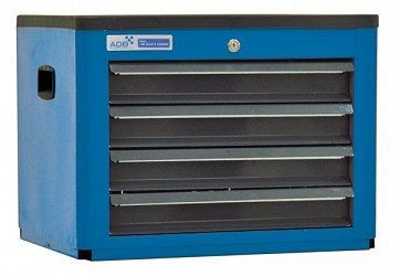 ADB Werkzeugtruhe mit 4 Schubladen, Maße: 450 x 600 x 450mm (HxBxT), Farbe Korpus: blau, RAL 5010, Farbe Front: grau, RAL 7016, 21011