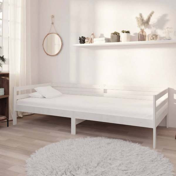vidaXL Tagesbett mit Matratze 90x200 cm Weiß Kiefer Massivholz, 3083575