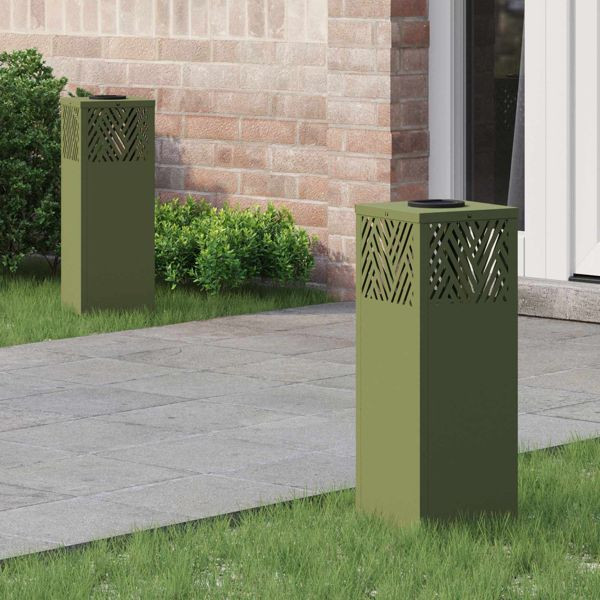 vidaXL Solar LED Weg Licht 2 pcs Olive Grün Kalt gewalzter Stahl, 879726