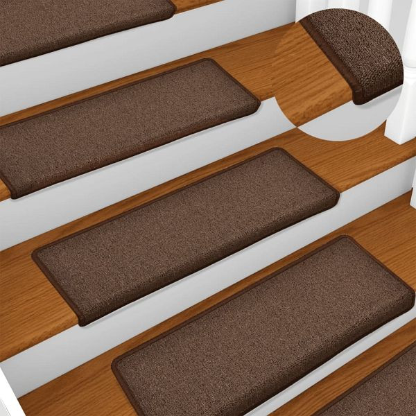 vidaXL Teppich-Treppenstufen 15 Stk. 65x21x4 cm Braun, 134571