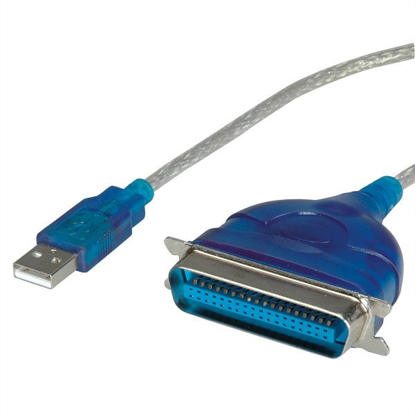 VALUE USB Konverter Kabel USB nach IEEE 1284, türkis, 1,8 m, 12.99.1150
