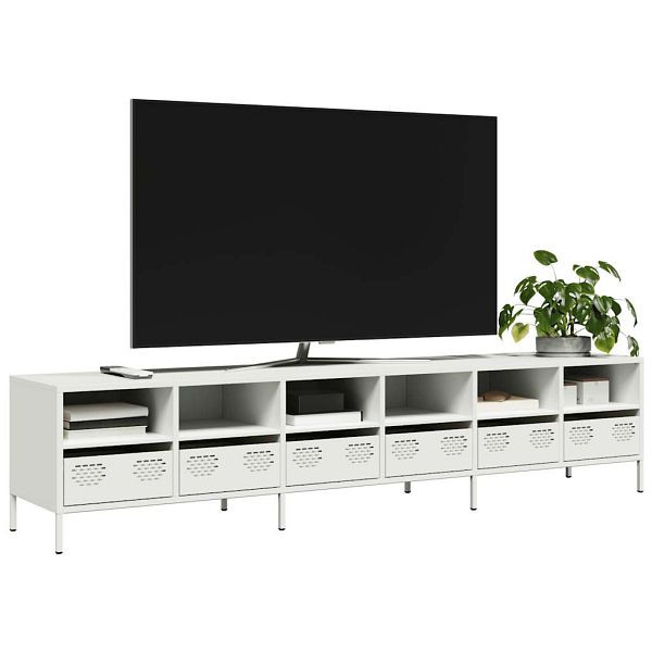 vidaXL TV-Schrank Weiß 202x39x43,5 cm Kaltgewalzter Stahl, 3307160