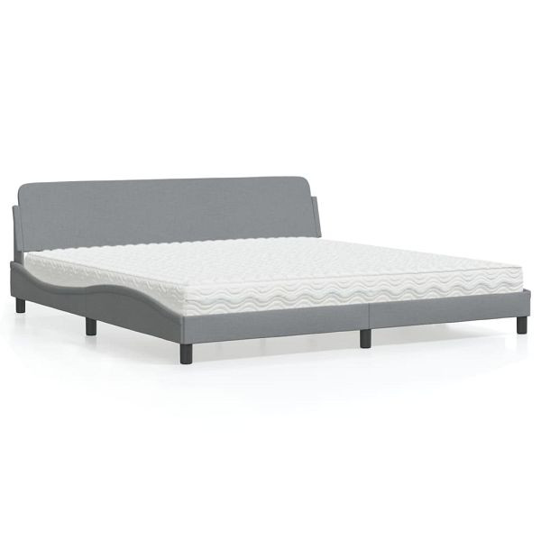 vidaXL Bett mit Matratze Hellgrau 200x200 cm Stoff, 3208464
