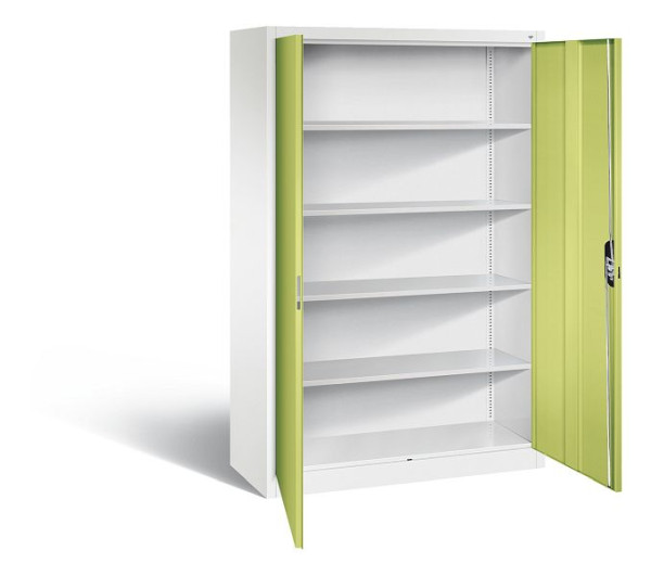 C+P Büroschrank Acurado, H1950xB1200xT500mm, Farbe: Verkehrsweiß / Viridingrün, Muldengriff, 5 OH, 9480-000 S10828