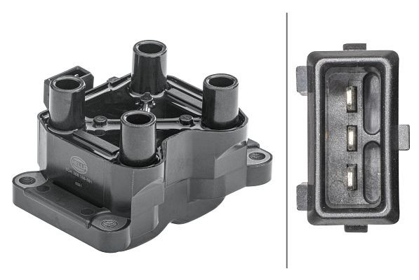 HELLA Zündspule, 12V, 3-polig, Blockzündspule, geschraubt, 5DA 358 168-591