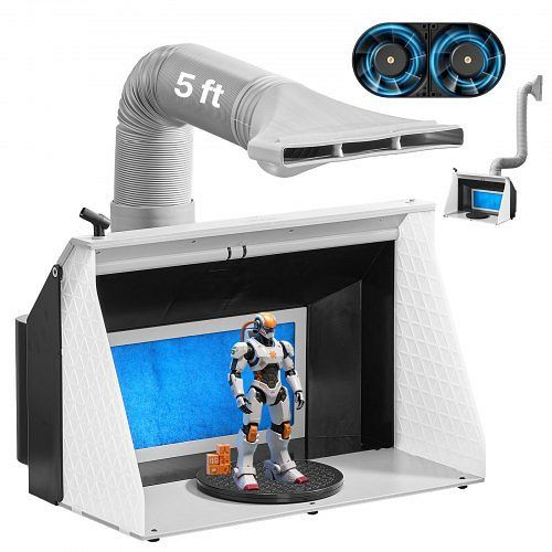 VEVOR Airbrush-Farbkabine mit Doppellüfter, 545x475x370 mm, 3 LED-Leuchten, Verlängerungsschlauch, für Modelle, Kunst, PBSPQFW56D491KUC3001V2