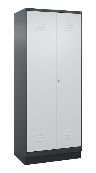 C+P Umkleidespind Classic PLUS, Doppel-Spind, Sockel, 2 Abteile, 1950x800x500mm, 7016/7035, Zylinderschloss, 080022-22P S10028