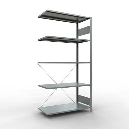 Schulte Anbauregal Steckregal MULTIplus150, 2000 x 1000 x 500 mm, 5 Fachböden, Kreuzstrebe, verzinkt - Expressline, 12755-K
