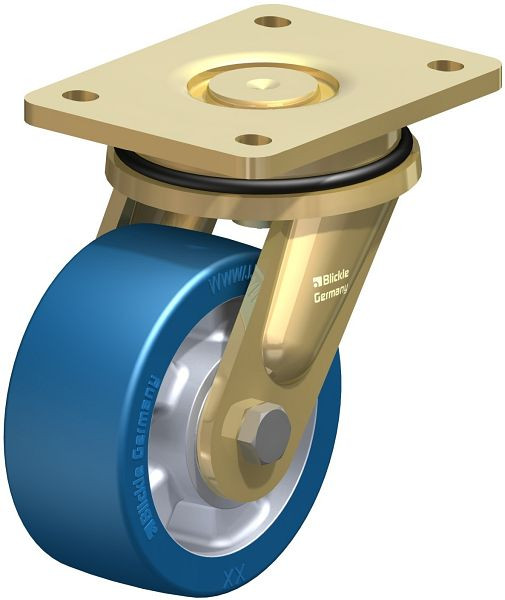 Blickle LS-ALBS 127K Stahlgeschweißte Schwerlast-Lenkrolle, schwere Drehkranz-Ausführung, Blickle Besthane® Soft, Blau, 755010