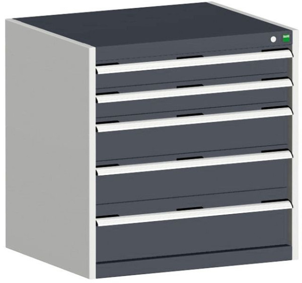 bott cubio Schubladenschrank bestückt mit 5 Schubladen BxTxH: 800 x 525 x 800 mm, RAL 7035/7016, 40012017.19V