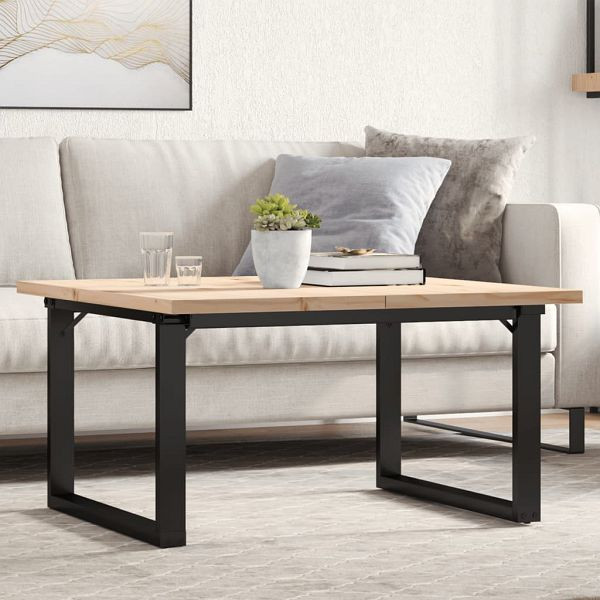 vidaXL Couchtisch O-Gestell 80x80x45,5cm Massivholz Kiefer & Gusseisen, 3282729