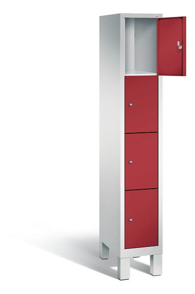 C+P Schließfachschrank Evolo, H1850xB320xT500mm, Farbe: Lichtgrau / Rubinrot, 48010-104 S10070