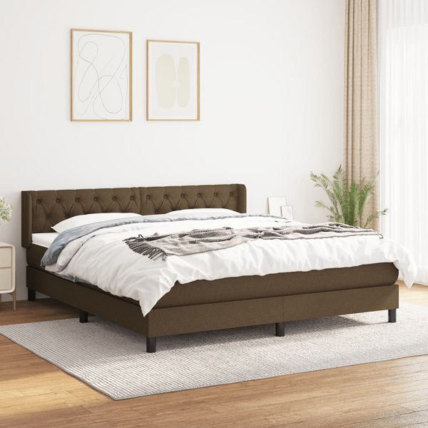 vidaXL Boxspringbett mit Matratze Dunkelbraun 160x200 cm Stoff, 3129964