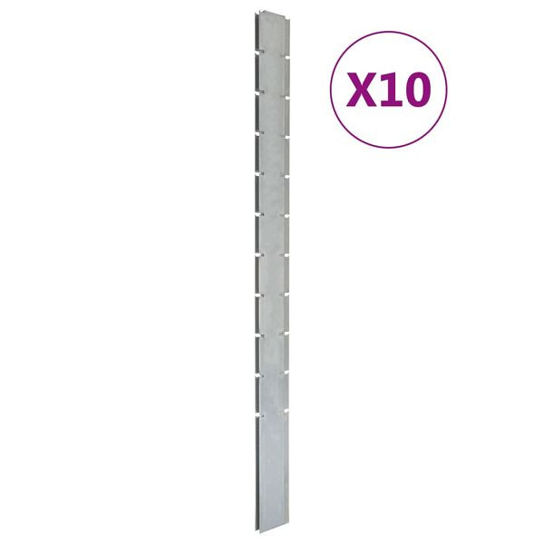 vidaXL Zaunpfosten 10 Stück Silbern 260 cm Verzinkter Stahl, 3196180