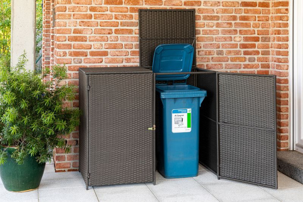 Merxx Mülltonnenabdeckung 2er Set, 132 x 64,5 x 108 cm, grau, Stahlgestell mit Kunststoffgeflecht, 28948-209