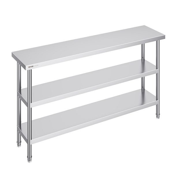 VEVOR Edelstahl-Lebensmittelzubereitungstisch Gewerblicher Küchen-Arbeitstisch, 14 x 60 Zoll, CFBXGGZTSCGZFXOQBV0