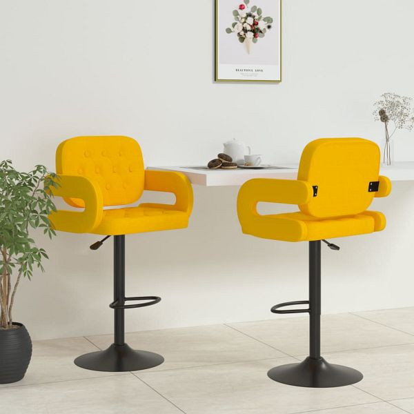 vidaXL Barhocker 2 Stück Senfgelb Stoff, Material: Stoff (100% Polyester), pulverbeschichteter Stahl, 335624