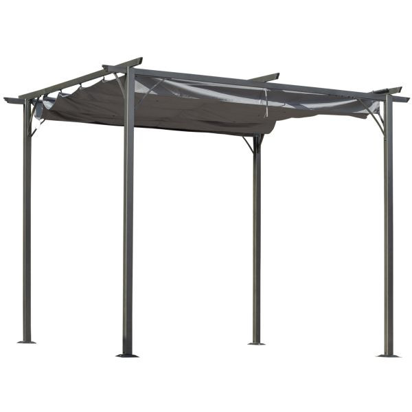 Outsunny Pergola Pavillon 3 x 3 m Terrassenüberdachung mit Schiebedach Alu Grau, 84C-093GY