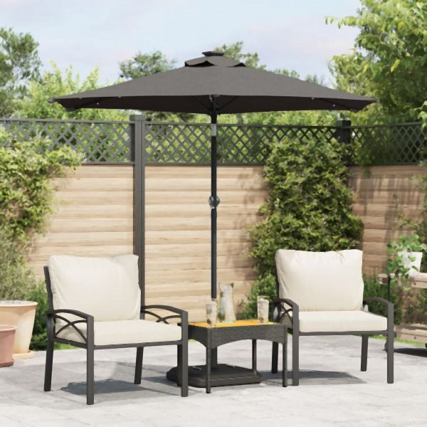 vidaXL Sonnenschirm mit LED und Stahlmast Anthrazit 225x225x212 cm, 4005068