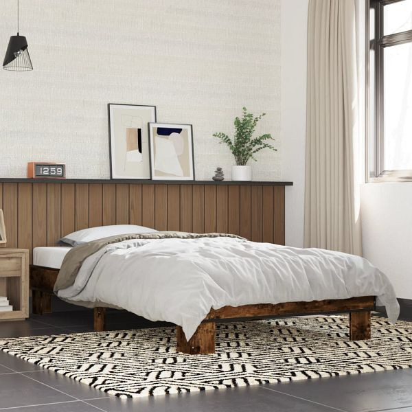 vidaXL Bettgestell Räuchereiche 75x190 cm Holzwerkstoff und Metall, 845879