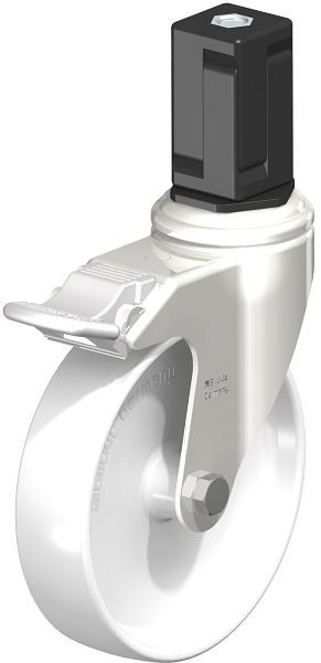 Blickle LKRXA-PO 126G-11-FI-EXV17 Edelstahl-Apparate-Lenkrolle mit Expander & Feststeller, Polyamid, Weiß, 853565
