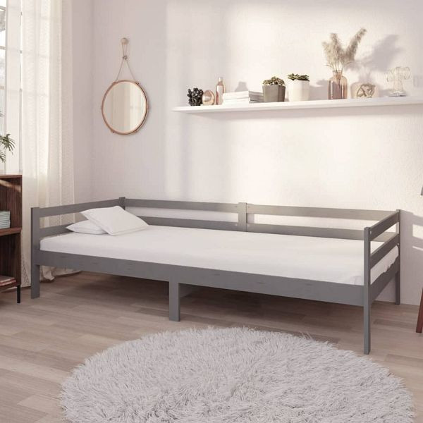 vidaXL Tagesbett mit Matratze 90x200 cm Grau Kiefer Massivholz, 3083566