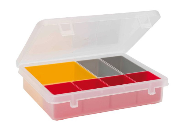 LA-KA-PE Sortimentskasten 8.02, transparent, Inhalt: 1 Stück 99x99x40 / 2 Stück 99x49x40 / 4 Stück 49x49x40, VE: 10 Stück, 80200 10 00