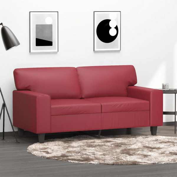 vidaXL 2-Sitzer-Sofa Weinrot 120 cm Kunstleder, Füllung: Schaumstoff, 359415