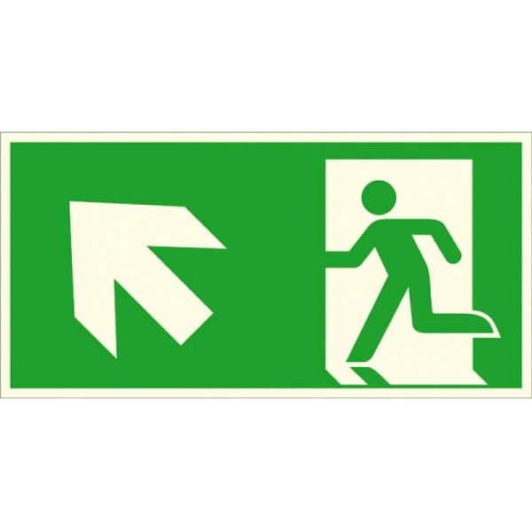 Stein HGS Rettungsschild Notausgang links, schräg aufwärts, Aluminium, beschichtet, 400 x 200 mm, 15.a1032