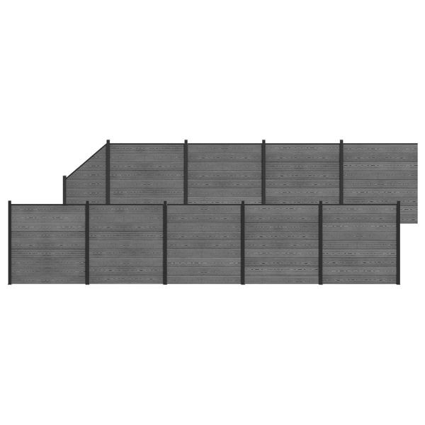 vidaXL Zaunelement 10-teilig WPC und Aluminium Grau, 3429410