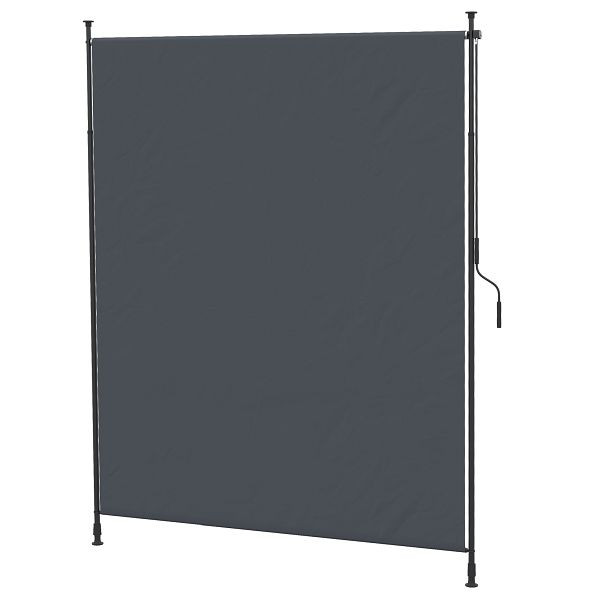 Outsunny Seitenmarkise, Montage ohne Bohren, höhenverstellbar, mit Handkurbel, Metallrahmen, grau, 2 x 2,15-3,05 m, 840-248V00GY