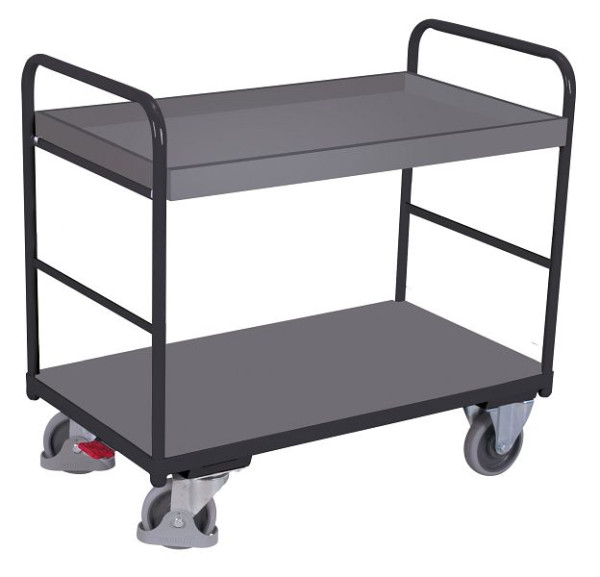 VARIOfit Etagenwagen niedrig, Außenmaße: 910 x 500 x 990 mm, RAL 7016 anthrazitgrau, Radsatz: Bereifung aus Gummi, sw-500.207/AG