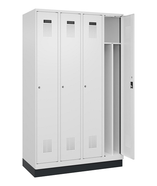 C+P Spind Evolo PLUS, mit Sockel, 4 Abteile, 1950x1200x500mm, 9016/9016, Verschluss Zylinderschloss, 049020-40F S10047