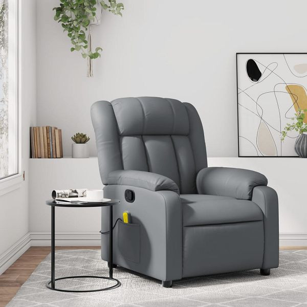 vidaXL Massagesessel Grau Kunstleder, 373570, 8721012203235