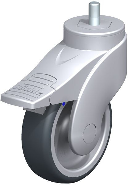 Blickle LWGX-TPA 101G-FI-GSX10 Kunststoff-Lenkrolle WAVE, rostfrei, mit Gewindestift & Feststeller, Thermoplastisches Gummi-Elastomer, Grau, 751635