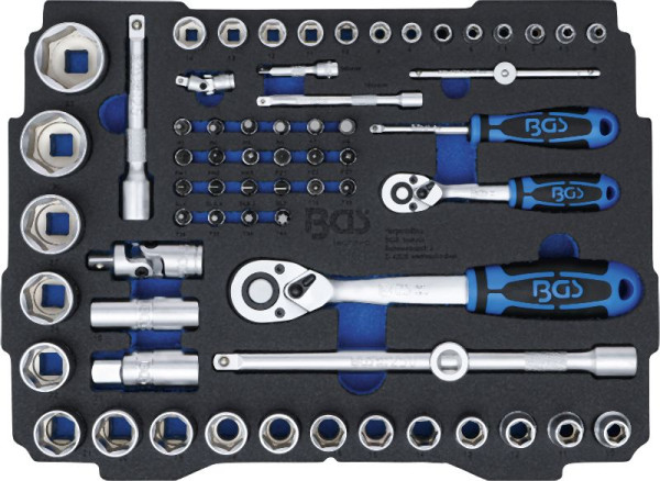 BGS Schaumeinlage für Art. BOXSYS1 & 2: Steckschlüssel-Satz, 6,3 mm (1/4") / 12,5 mm (1/2"), BGS systainer®, 65-teilig, 3351
