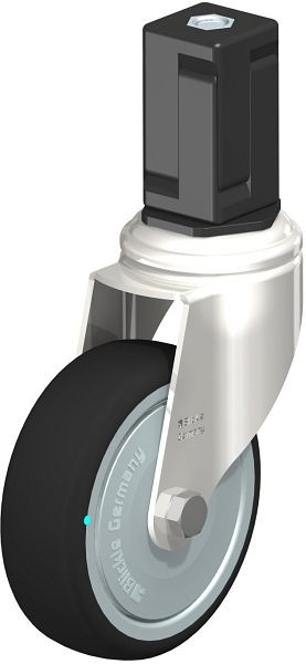 Blickle LKRXA-PATH 101KD-11-FK-EXV17 Edelstahl-Apparate-Lenkrolle mit Expander, Thermoplastisches Polyurethan, Grau, 853465
