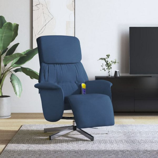 vidaXL Massagesessel mit Fußteil Blau Stoff, 356676, 8721012044586