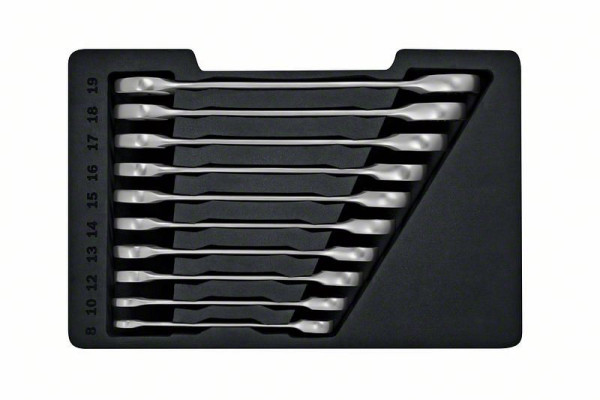 Bosch Ringmaulratschenlüssel Maulschlüssel-Set, 10-teilig, 1600A02AU0