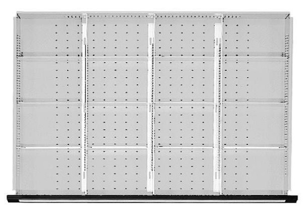 ANKE Werkbänke Schubladeneinteilungssatz; für Schublade 900 x 600 mm (BxT); für Fronthöhe 180 - 360 mm; 1/4 Teilung, 902.407