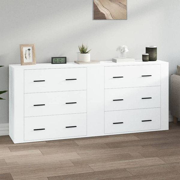 vidaXL Sideboards 2 Stück Weiß Holzwerkstoff, Top-Qualität, 3185407