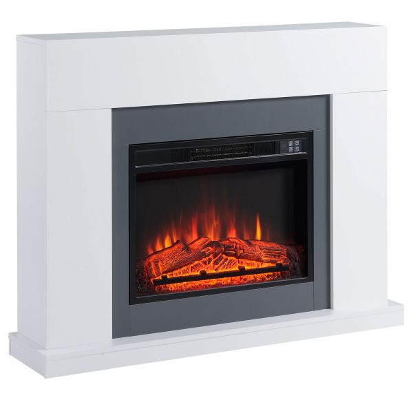 HOMCOM LED Elektrokamin, 1800/2000W, Weiß 113 x 26,6 x 87,5 cm, 820-227V90