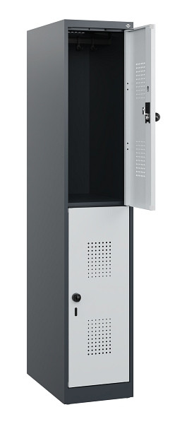 C+P Doppelstöckiger Spind Evolo PLUS, 2 Fächer, 1530x300x500mm, 7016/7035, Drehriegel, 0493005-10 S10017
