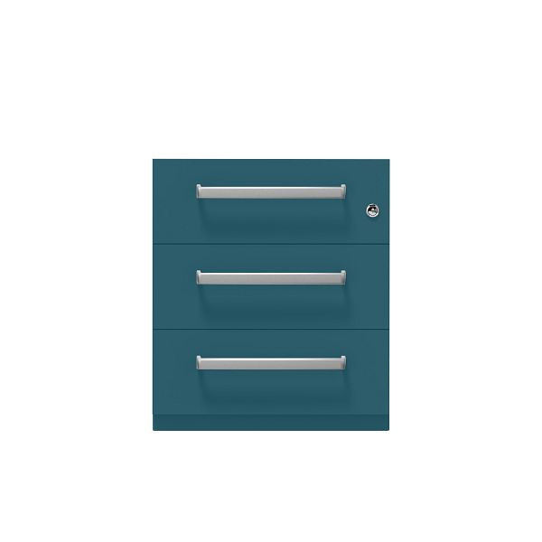 Bisley Rollcontainer Note™, 3 Schubladen, Tiefe 565 mm, Designgriff, 653 ozeanblau, NWH59M7SSS653
