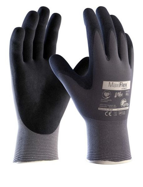 ATG (42-874) Nylon-Strickhandschuhe MaxiFlex Ultimate Ad-APT, Größe: 12, Farbe: grau/schwarz, VE: 12 Paar, 2455-12