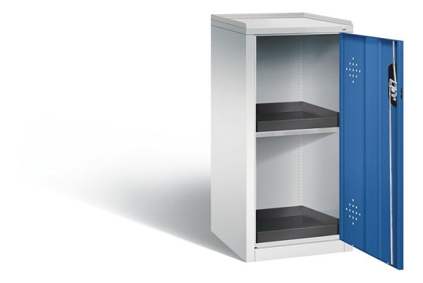 C+P Umweltschrank Acurado, H1000xB502xT500mm, Farbe: Lichtgrau / Enzianblau, Muldengriff, 8721-316 S10038