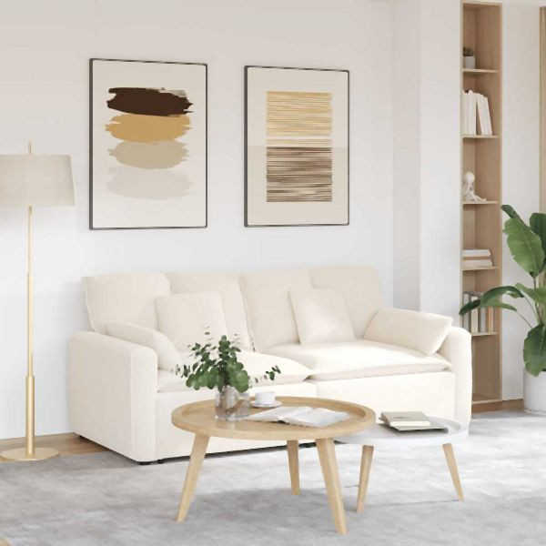 vidaXL Modulares Sofa mit Kissen Cream, 3321145, 8721158641595
