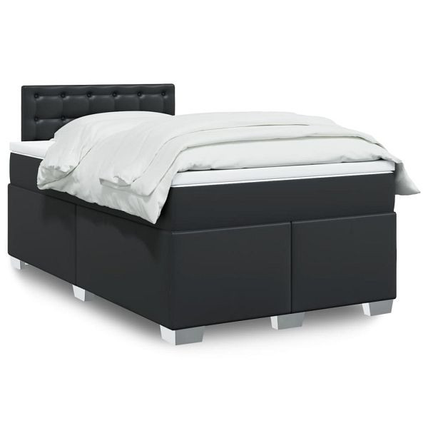 vidaXL Boxspringbett mit Matratze Schwarz 120x200 cm Kunstleder, 3286116