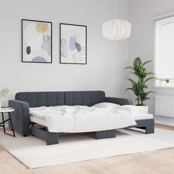vidaXL Tagesbett Ausziehbar Dunkelgrau 80x200 cm Samt, 3196923
